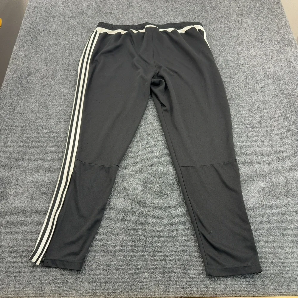 Adidas Track Pants Mens 2XL Black Polyester‎ 3 Stripe Ankle Zip Athletic Sports
